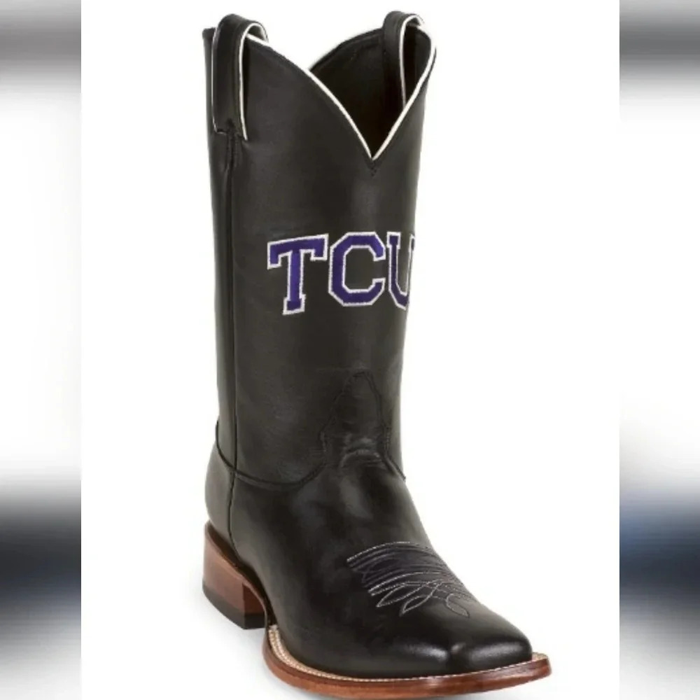 Nocona Men's Collegiate Western Boot Black Royal Calf Foot Wide Square Sz11.5EE